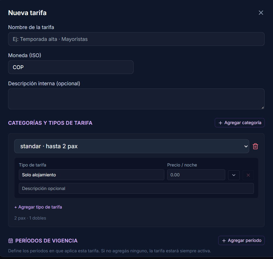 Modal nueva plantilla
